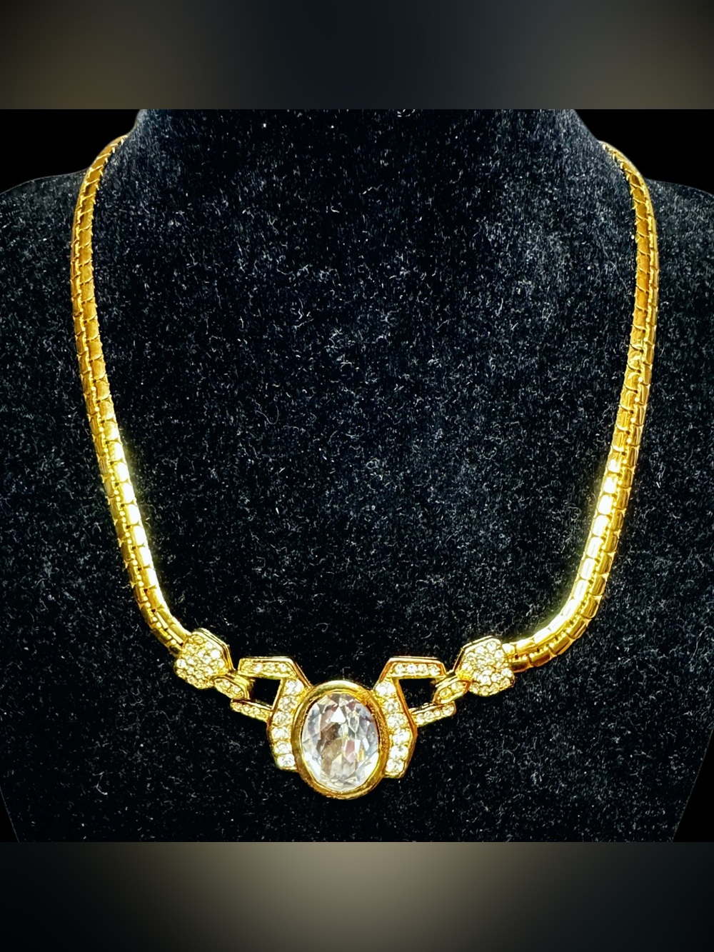 1980’s Art Deco Revival Omega Chain Necklace Costume Jewelry